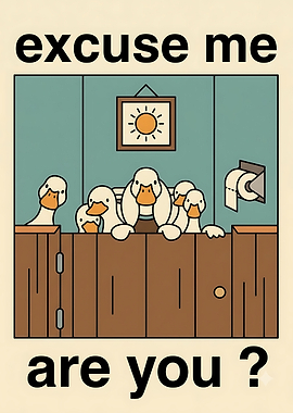 Funny Ducks in Bathroom Stall Poster