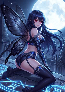 Dark Fairy on Gothic Rooftop