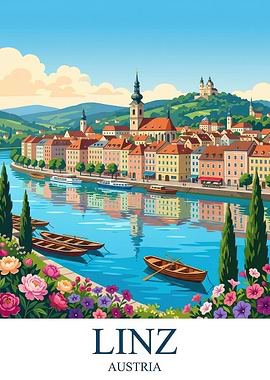 Linz Austria Travel Poster