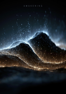 Abstract Glowing Mountain Landscape