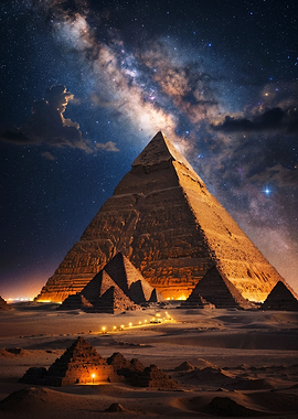 Great Pyramids Under Milky Way
