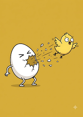 Funny Chick Hatching From Egg