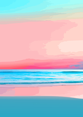 Pastel Sunset Over Calm Ocean