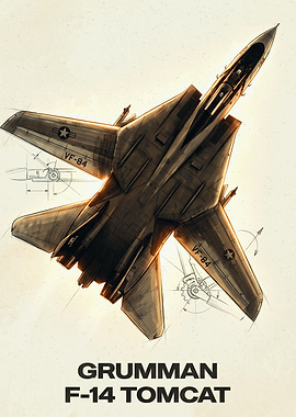 Grumman F-14 Tomcat Blueprint Poster