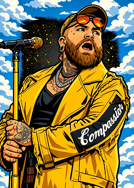 Tattooed Singer in Yellow Jacket
