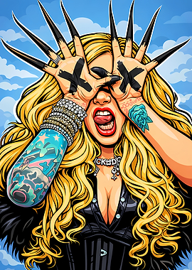 Edgy Blonde Woman with Long Nails
