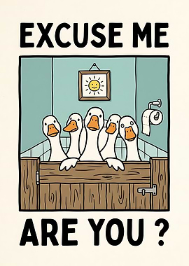 Funny Ducks Interrupting in Bathroom