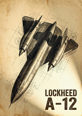 Lockheed A-12 Blueprint Vintage Poster
