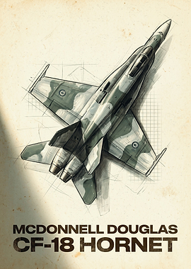 McDonnell Douglas CF-18 Hornet Blueprint Poster