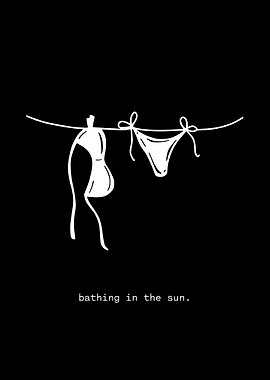 Bathing in the Sun – Minimalist Clothesline Line Art