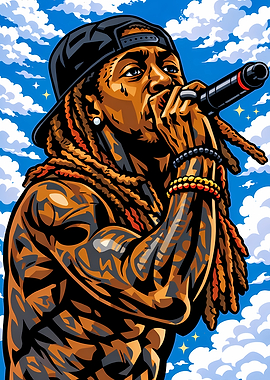 Lil Wayne Rap Performance Illustration