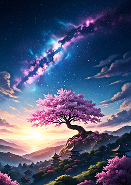 Cosmic Cherry Blossom Tree