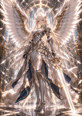 Radiant Angelic Warrior in Golden Armor