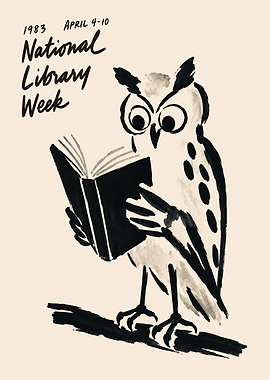 1983 National Library Week Owl Poster