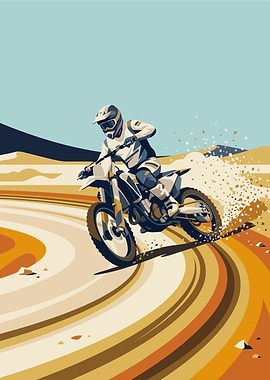 Motocross Rider Drifting in Desert