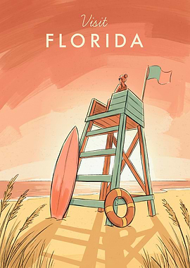 Visit Florida Beach Poster