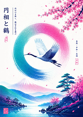 Japanese Crane and Enso Circle
