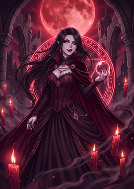 Vampire Queen with Blood Moon