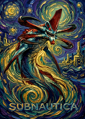 Subnautica Reaper Leviathan Starry Night Art