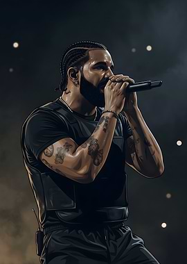 Drake Performing on Stage Illustration