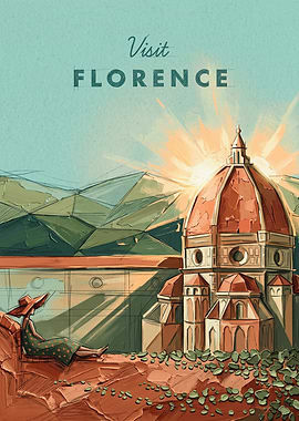Visit Florence Vintage Travel Poster