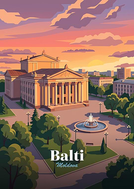 Balti Moldova Cityscape Travel Poster