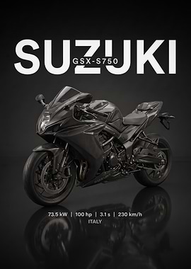 sleek Suzuki GSX-S750 Carbon Sport Motorcycle