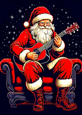 Santa Claus Playing Acoustic Guitar