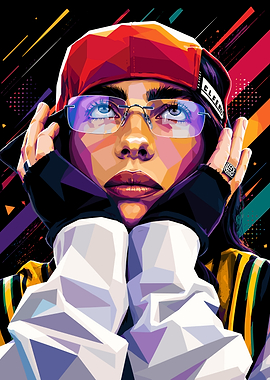 Billie Eilish Low Poly Portrait