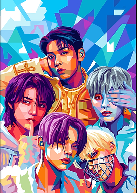 TXT K-pop Group Pop Art Portrait