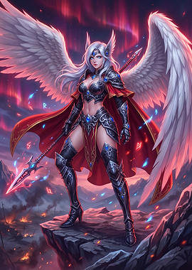 Valkyrie Warrior with Spear and Wings