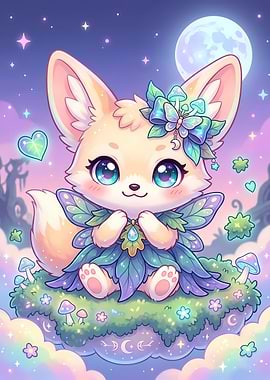 Cute Fairy Fennec Fox Illustration