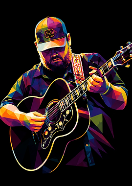 Low Poly Acoustic Guitarist Portrait