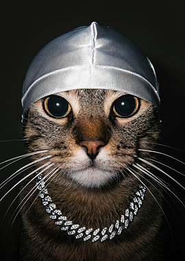 Cool Cat Wearing Durag and Chain