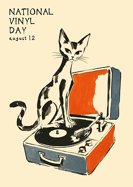 National Vinyl Day Cat Poster