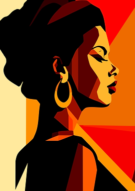 Geometric Pop Art Portrait of Woman
