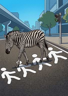Zebra Crossing the Street