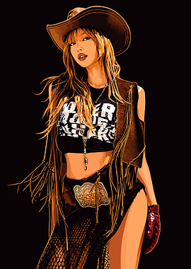 Lisa Blackpink Cowgirl Digital Illustration
