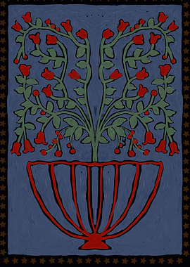 Folk Art Floral Vase Illustration