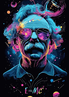 Cosmic Albert Einstein Pop Art Portrait