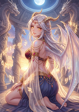 Beautiful Dragon Princess in Temple