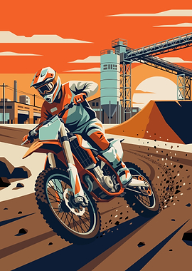 Motocross Rider in Industrial Setting