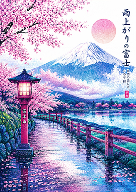 Mount Fuji Cherry Blossom Landscape
