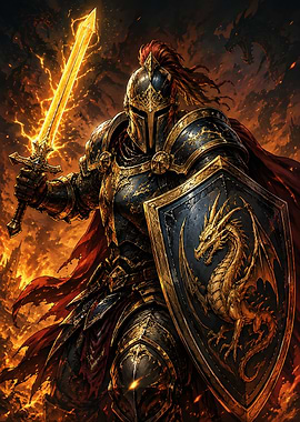 Dragon Knight with Glowing Sword