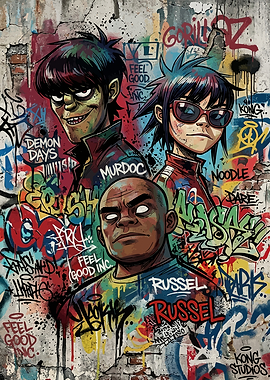 Gorillaz Graffiti Art Poster