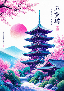 Kyoto Pagoda Cherry Blossom