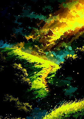 Enchanted Hillside at Night
