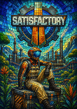 Satisfactory Game Stained Glass Art