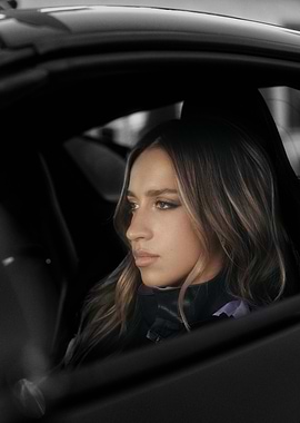 Woman sitting in a car