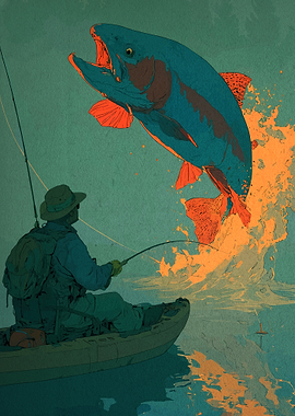 Angler Catching a Jumping Fish